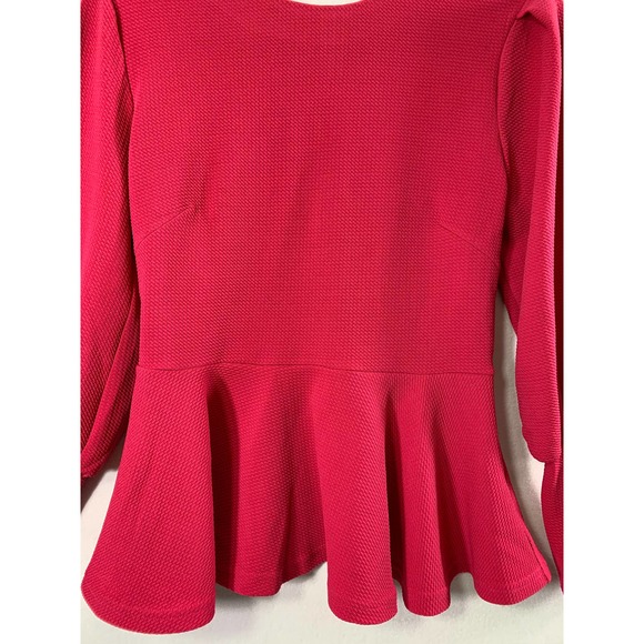 Favlux‎ Fashion Top Womens Medium Flare Hem Skater Fuchsia Pink Long Sleeve - Picture 12 of 12